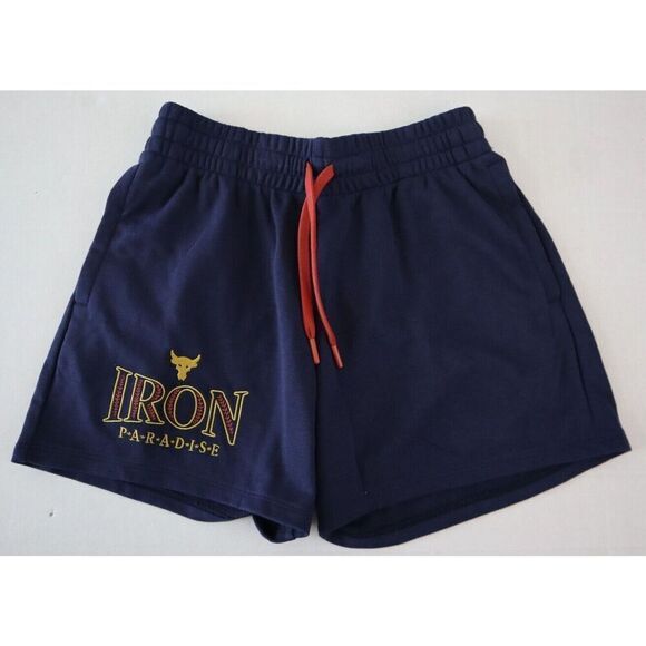 Under Armour 1380189-410 Women's Sz S Navy Project Rock Everyday Terry Shorts - Picture 1 of 11